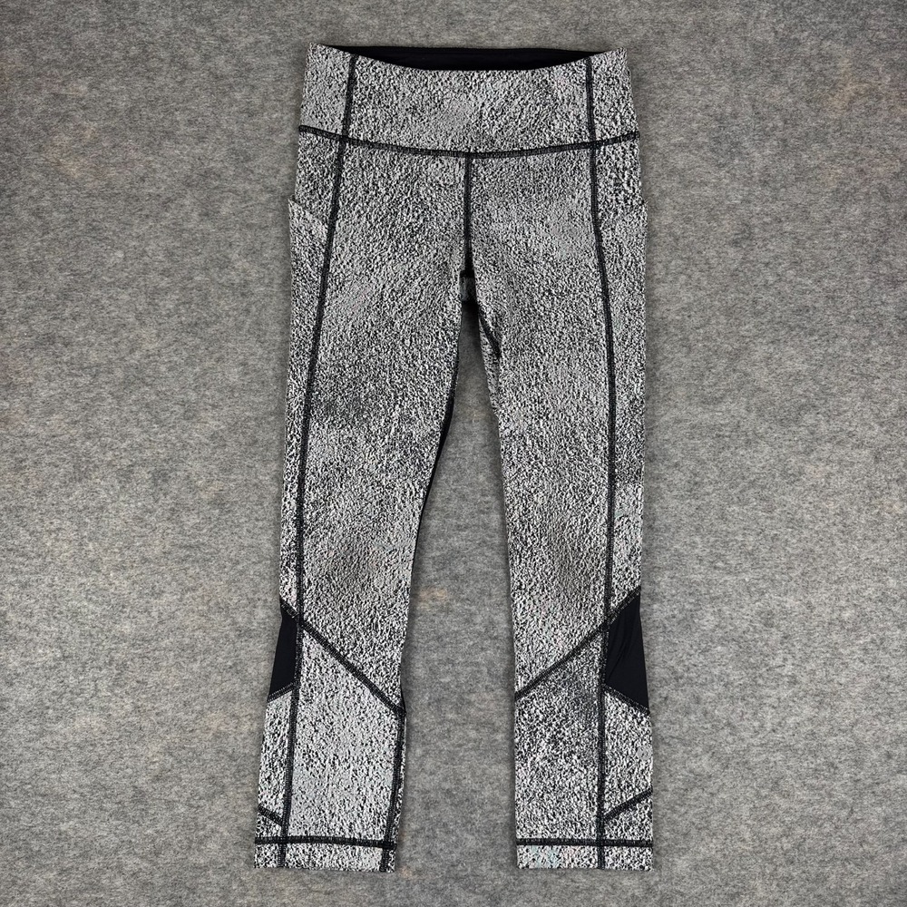 Lululemon Pace Rival Crop Power Luxtreme Spray Jacquard White Black Womens 4